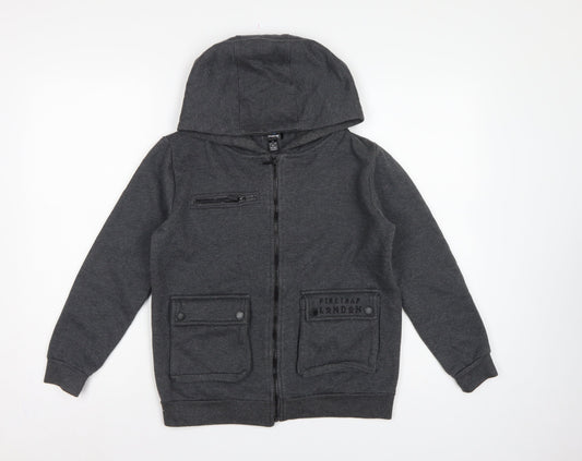 Firetrap Boys Grey 11-12 Years Full Zip Hooded Fleece Sweatshirt