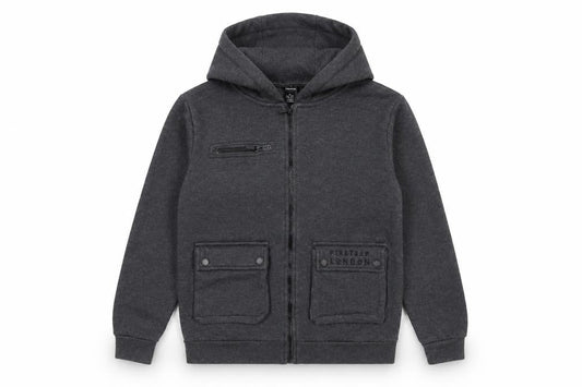 Firetrap Boys Grey 11-12 Years Full Zip Hooded Fleece Sweatshirt