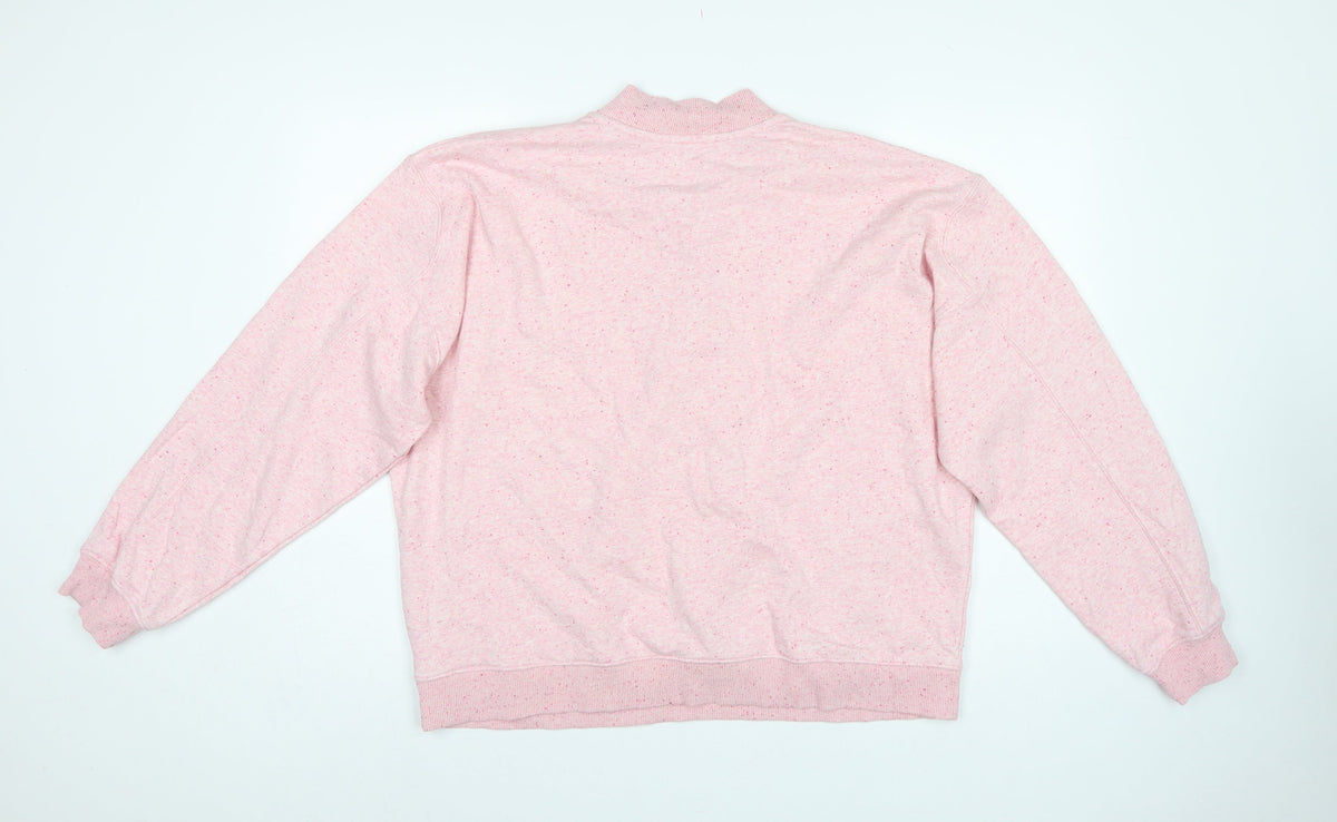 Next Women Pink Size 16 Henley Snap Sweatshirt Fleece Cotton Blend