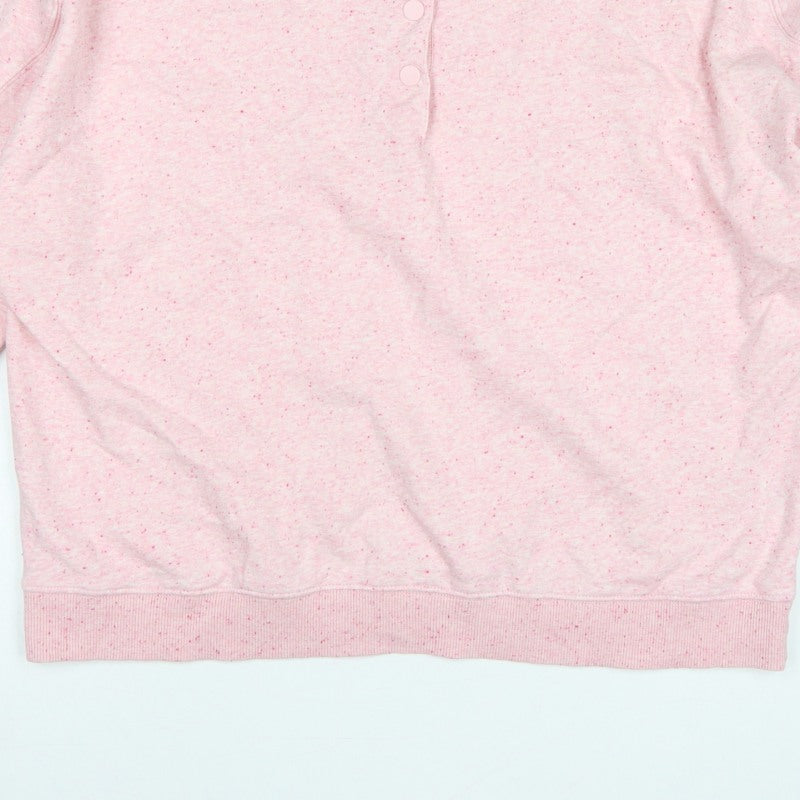 Next Women Pink Size 16 Henley Snap Sweatshirt Fleece Cotton Blend