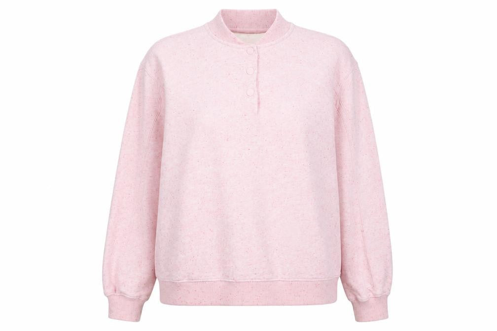 Next Women Pink Size 16 Henley Snap Sweatshirt Fleece Cotton Blend