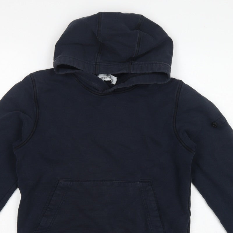 Stone Island Junior Boys Blue 12 Years Pullover Hoodie Kangaroo Pocket