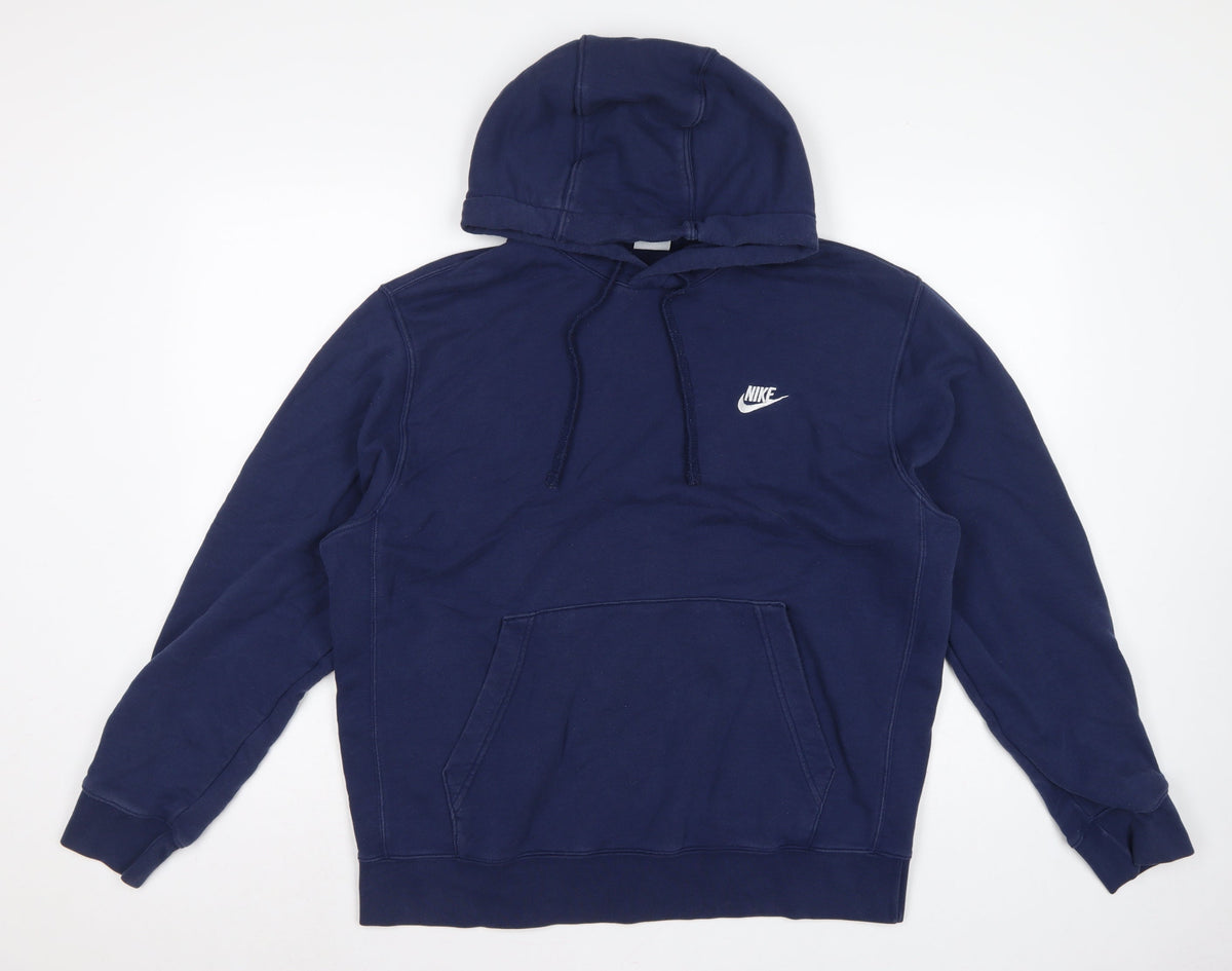 Nike Men’s Blue L Pullover Hoodie Logo Drawstring Pocket