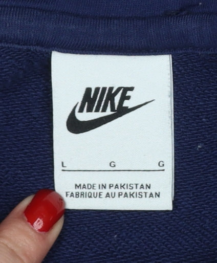 Nike Men’s Blue L Pullover Hoodie Logo Drawstring Pocket