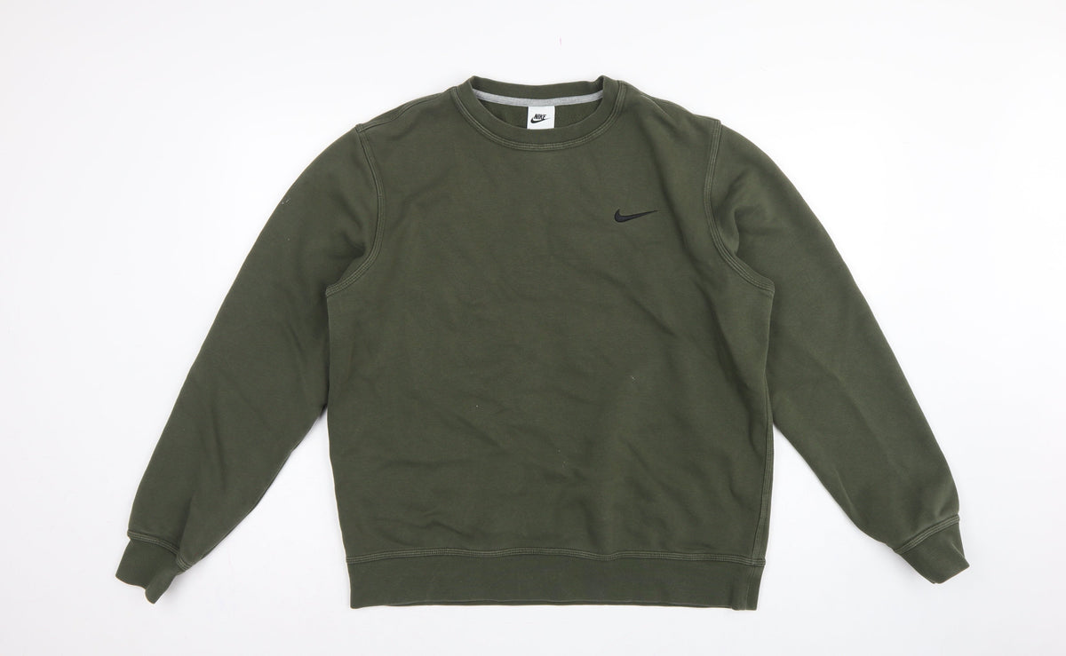 Nike Men’s Green L Crew Neck Logo Fleece Pullover Sweatshirt