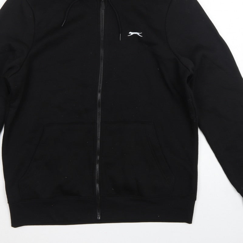 Slazenger Men’s Black L Full Zip Logo Hoodie Sports Cotton Blend