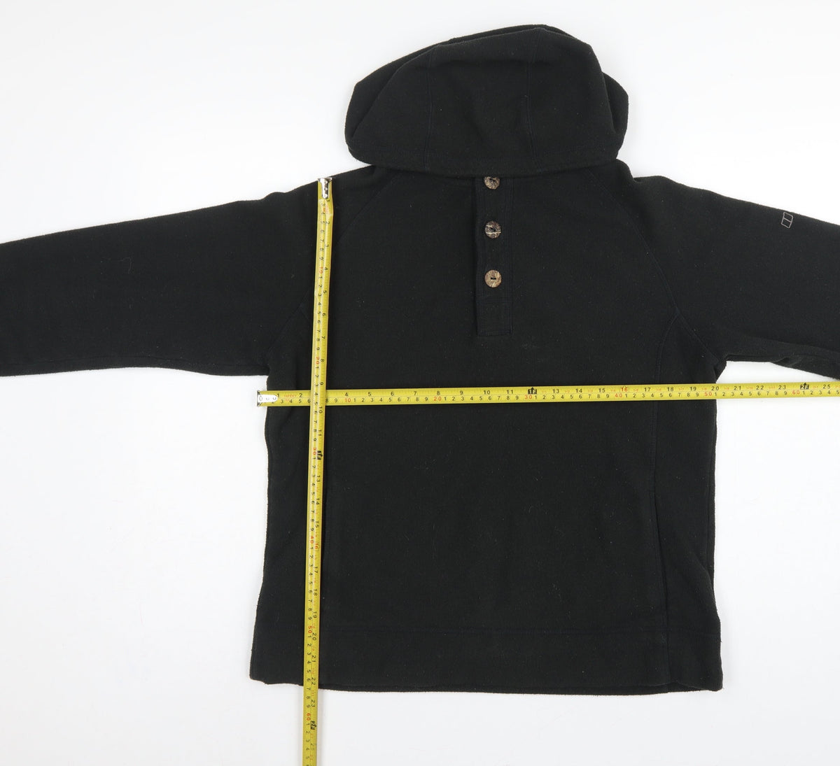 Berghaus Women Black UK 16 Hooded Fleece Button Henley Sweatshirt