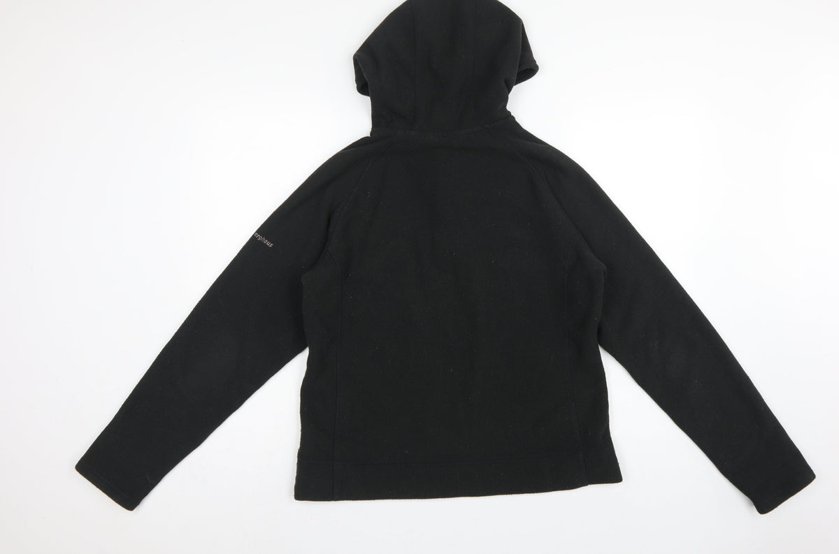 Berghaus Women Black UK 16 Hooded Fleece Button Henley Sweatshirt