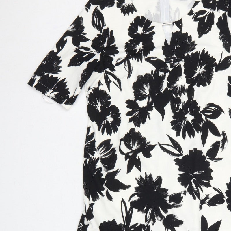 Gerry Weber Women Black White Floral UK 12 Knee Length Sheath Dress