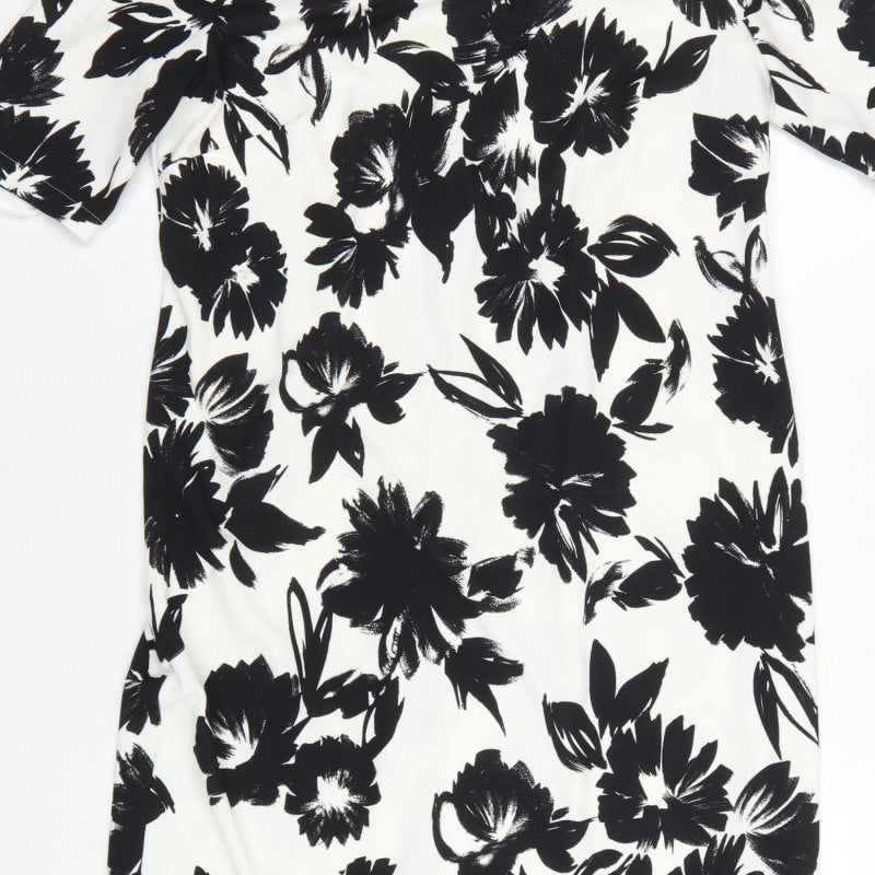 Gerry Weber Women Black White Floral UK 12 Knee Length Sheath Dress