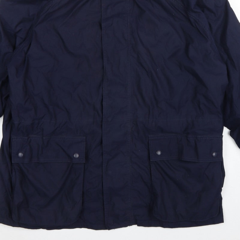 John Partridge Men Blue L Parka Coat Polyester PU Utility Zip Snap Pockets
