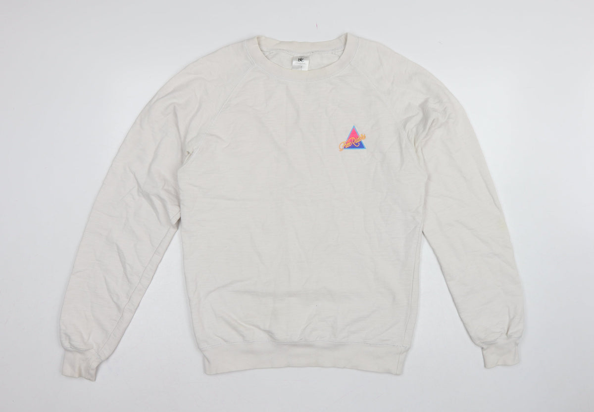 B&C Collection Men’s Ivory M Free Riders Graphic Crew Neck Sweatshirt