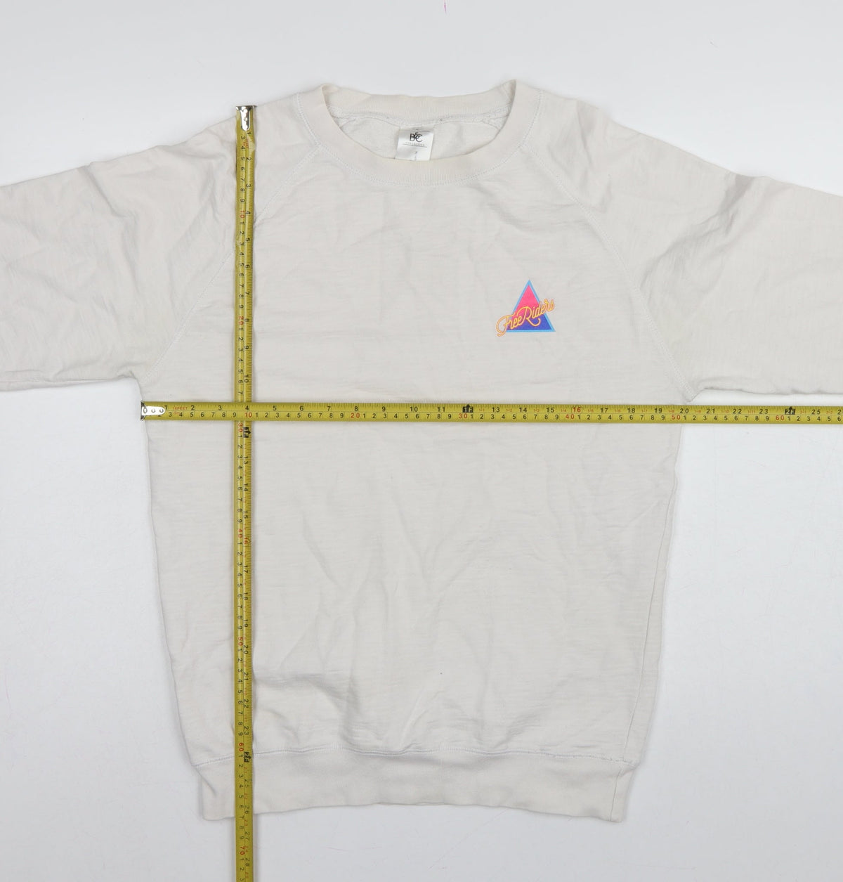 B&C Collection Men’s Ivory M Free Riders Graphic Crew Neck Sweatshirt