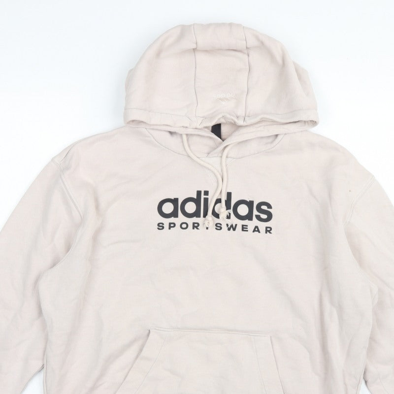 Additional view of Adidas Men Beige M Pullover Hoodie Logo Graphic Fleece Sportswear