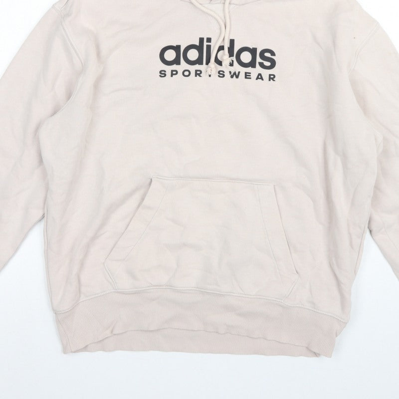 Additional view of Adidas Men Beige M Pullover Hoodie Logo Graphic Fleece Sportswear