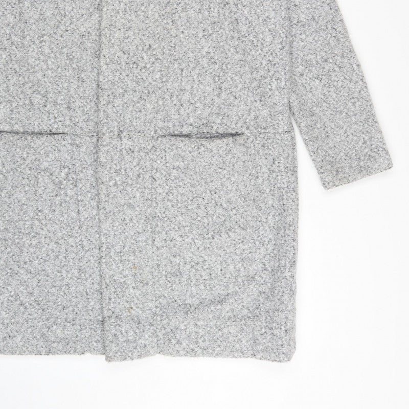 Next Women Grey UK 16 Hooded Full Zip Longline Knit Cardigan Pockets