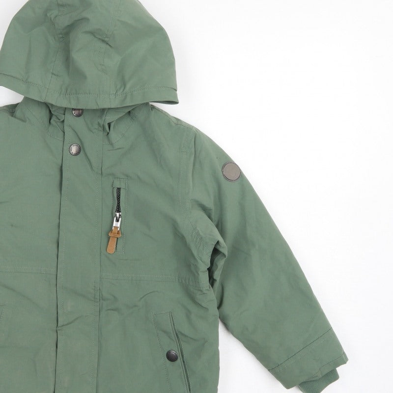 Next Boys Green Parka Coat 5-6 Years Hooded Fleece Lined Winter Jacket