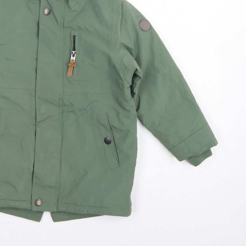 Next Boys Green Parka Coat 5-6 Years Hooded Fleece Lined Winter Jacket