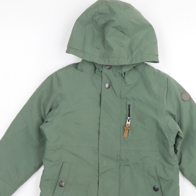 Next Boys Green Parka Coat 5-6 Years Hooded Fleece Lined Winter Jacket