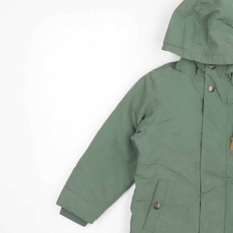 Next Boys Green Parka Coat 5-6 Years Hooded Fleece Lined Winter Jacket