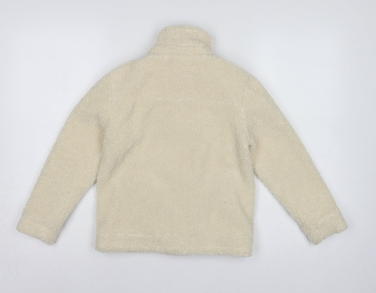 Brand and care label for Threadgirls girls’ ivory 7-8 years teddy fleece zip jacket collared