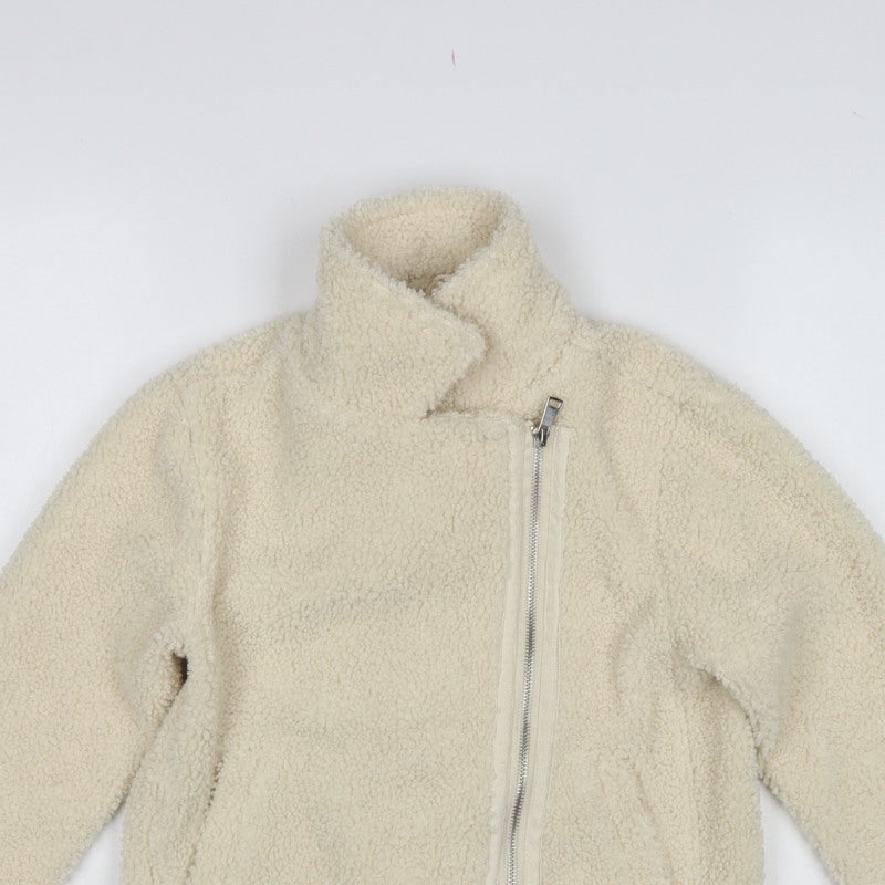 Additional view of Threadgirls girls’ ivory 7-8 years teddy fleece zip jacket collared