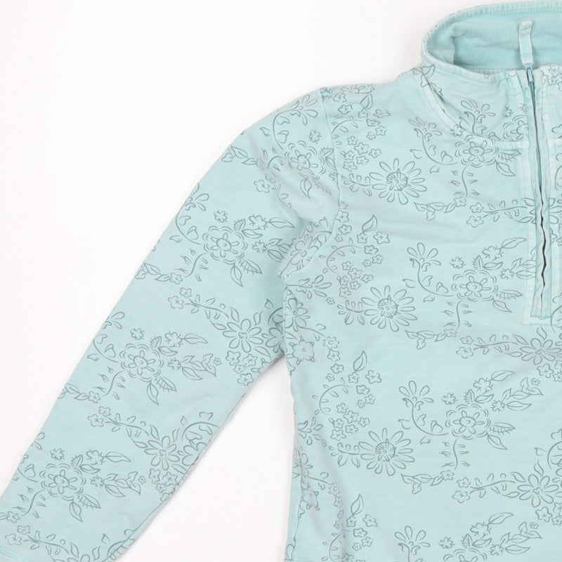Joules Girls Blue Floral XL 10-11 Years Quarter Zip Pullover Sweatshirt