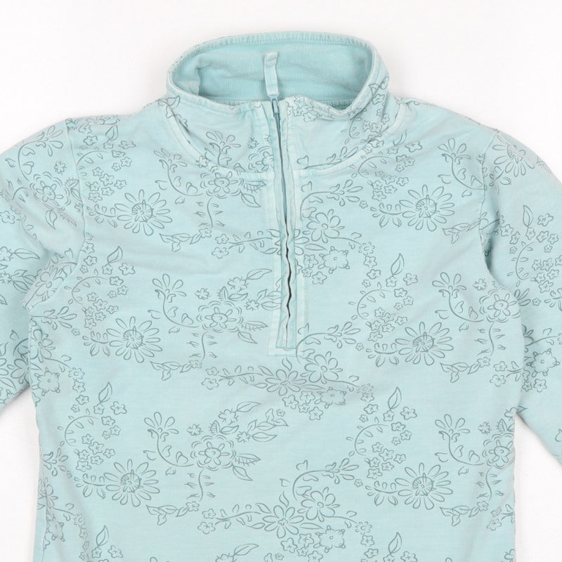 Joules Girls Blue Floral XL 10-11 Years Quarter Zip Pullover Sweatshirt