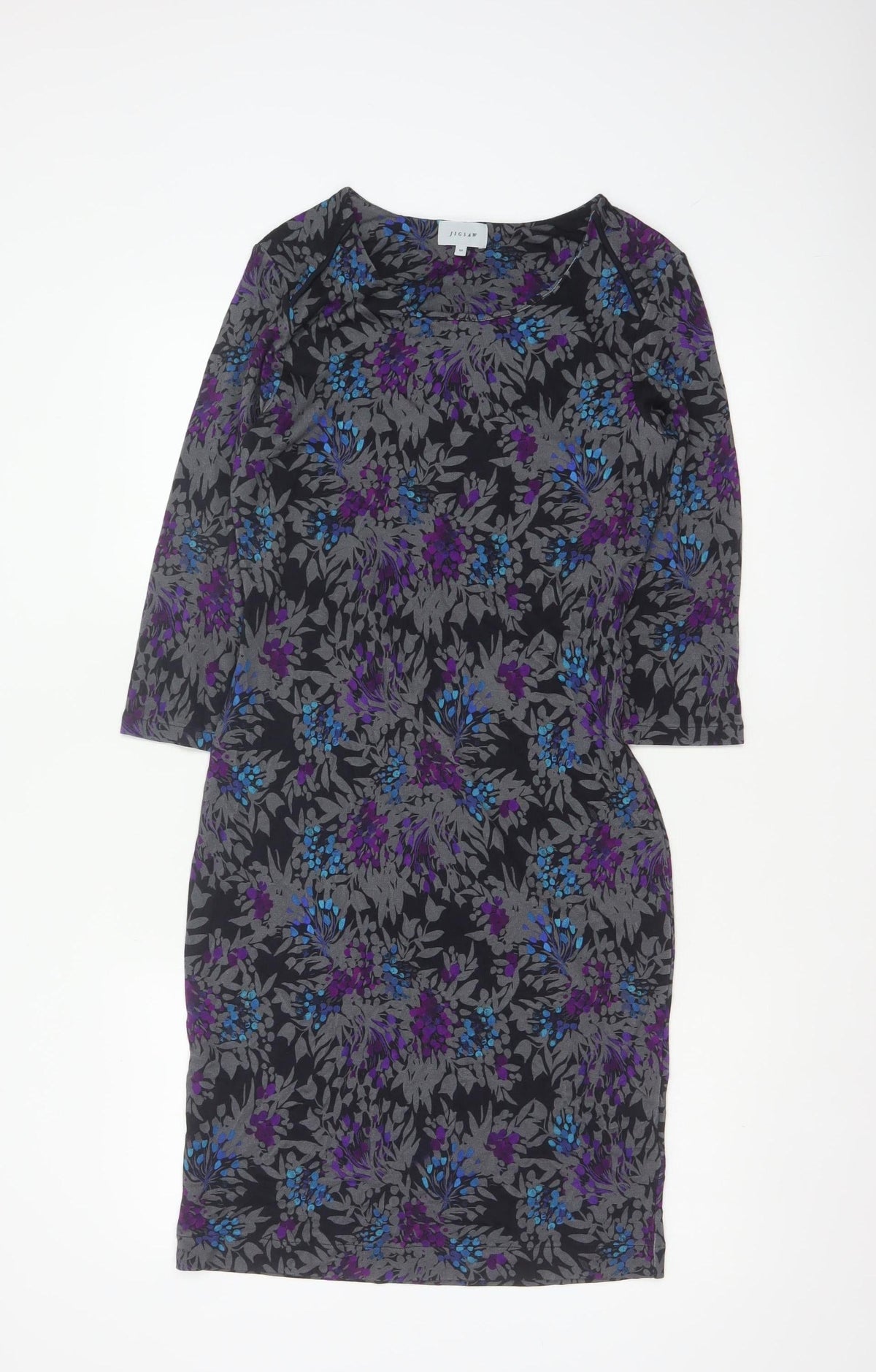 Jigsaw Women’s Black Floral UK 12 Knee Length Pencil Dress