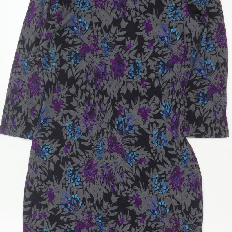 Jigsaw Women’s Black Floral UK 12 Knee Length Pencil Dress