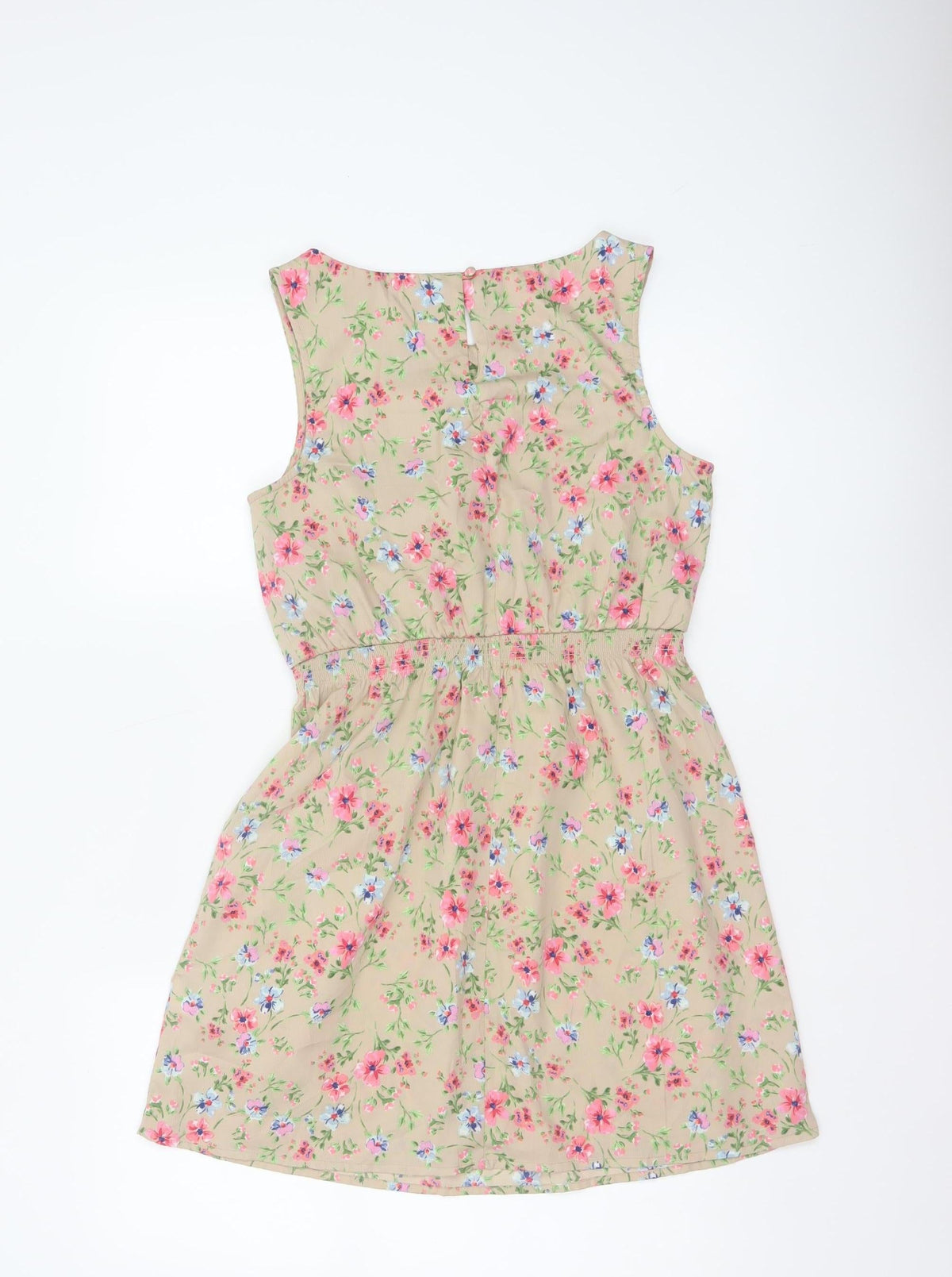New Look Women’s Beige Floral Petite 10 Sleeveless A-Line Dress