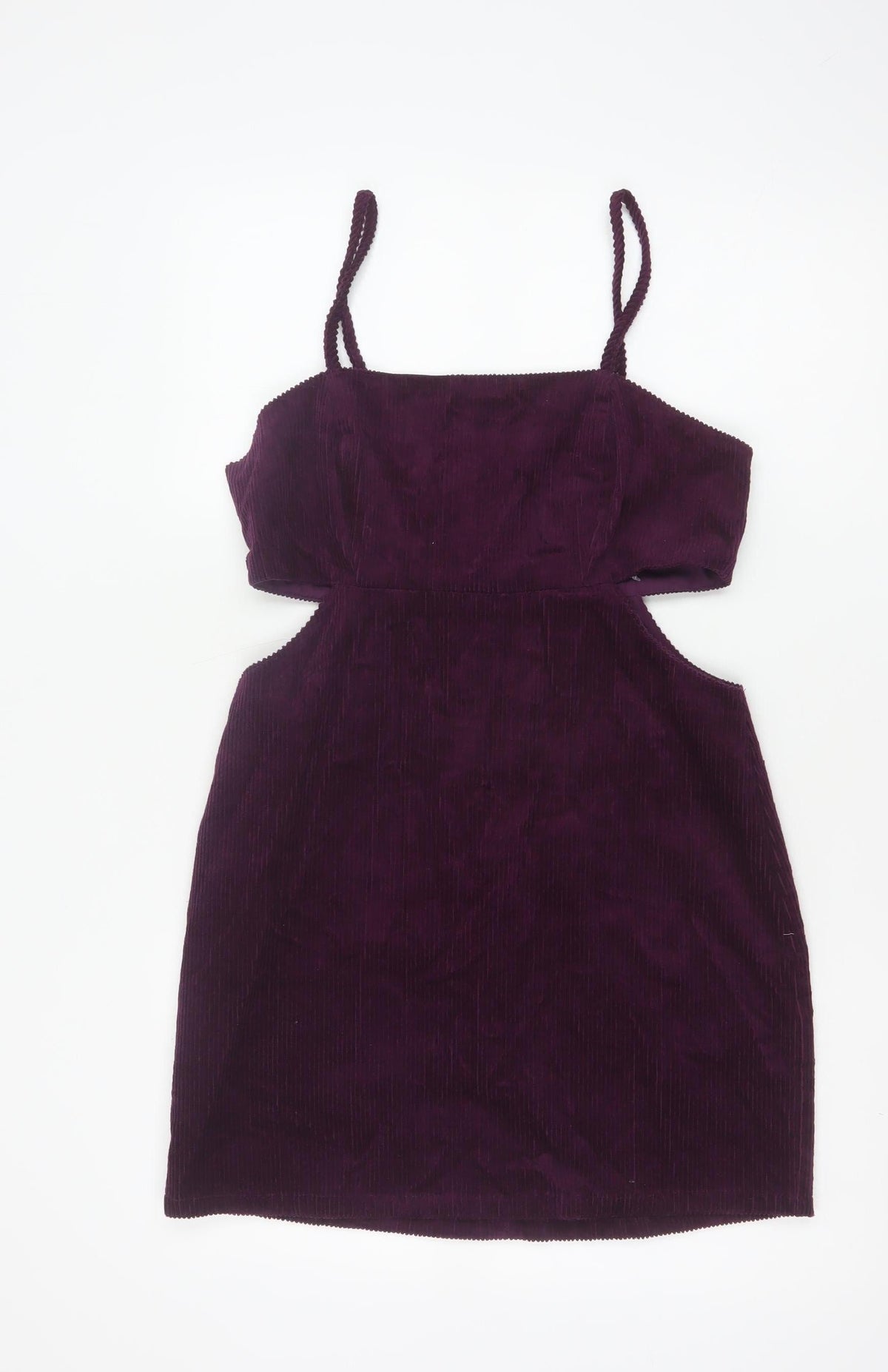 Denim & Co Women Purple UK 12 Bodycon Corduroy Cut Out Mini Dress