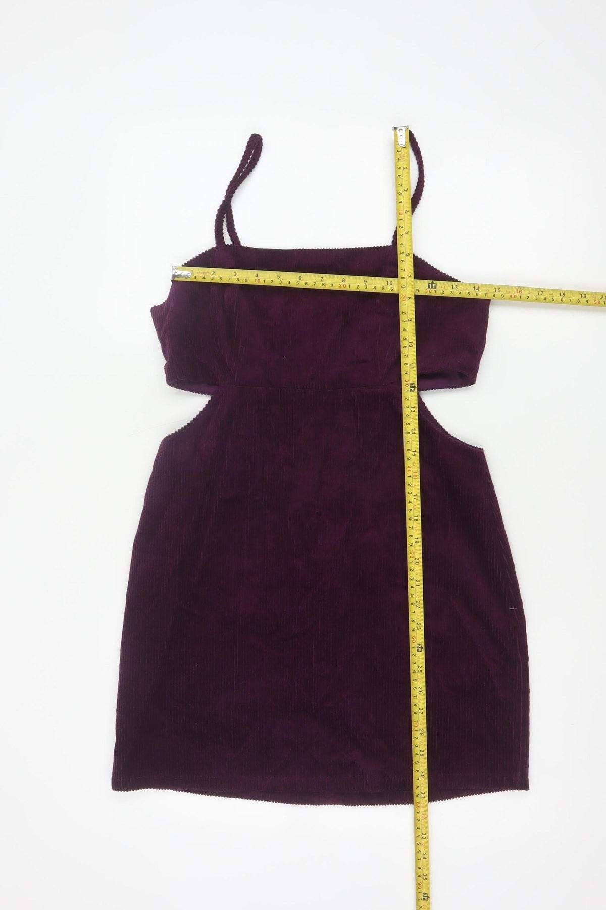 Denim & Co Women Purple UK 12 Bodycon Corduroy Cut Out Mini Dress