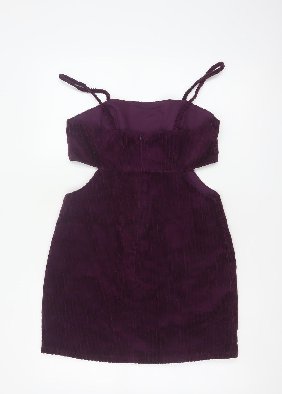 Denim & Co Women Purple UK 12 Bodycon Corduroy Cut Out Mini Dress