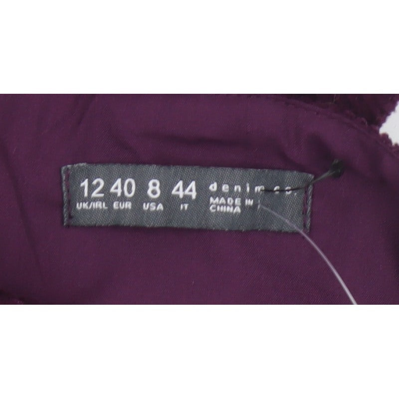 Denim & Co Women Purple UK 12 Bodycon Corduroy Cut Out Mini Dress