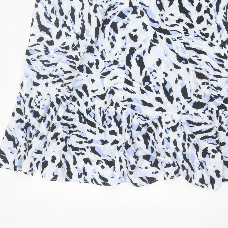 Hush Women Blue Animal Print Sleeveless Collared Shirt Dress Size 10
