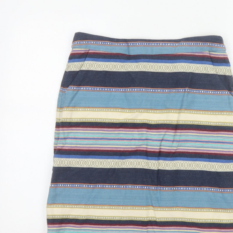 White Stuff Women Multicoloured UK 10 Striped Pencil Knee Skirt Pockets