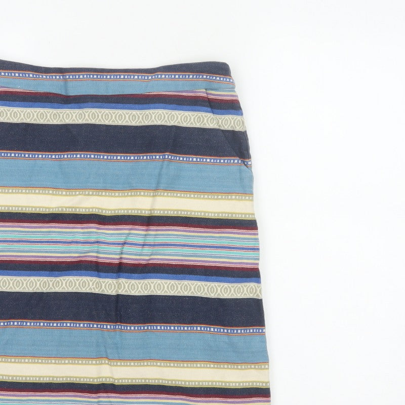 White Stuff Women Multicoloured UK 10 Striped Pencil Knee Skirt Pockets