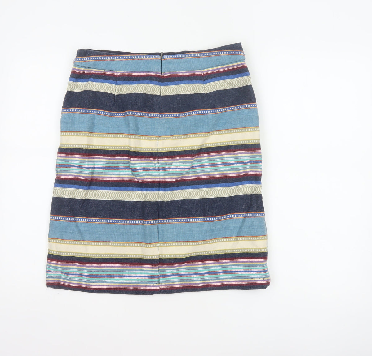 White Stuff Women Multicoloured UK 10 Striped Pencil Knee Skirt Pockets