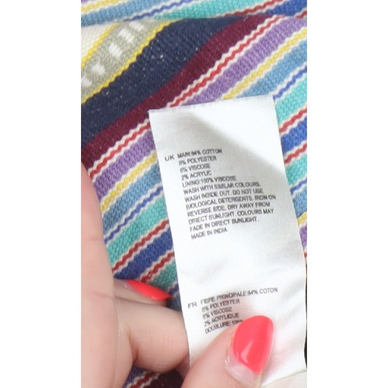White Stuff Women Multicoloured UK 10 Striped Pencil Knee Skirt Pockets