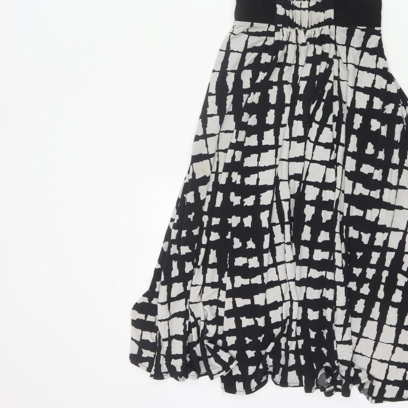 Next Women Black White Check Wrap Knee Length Dress UK 10