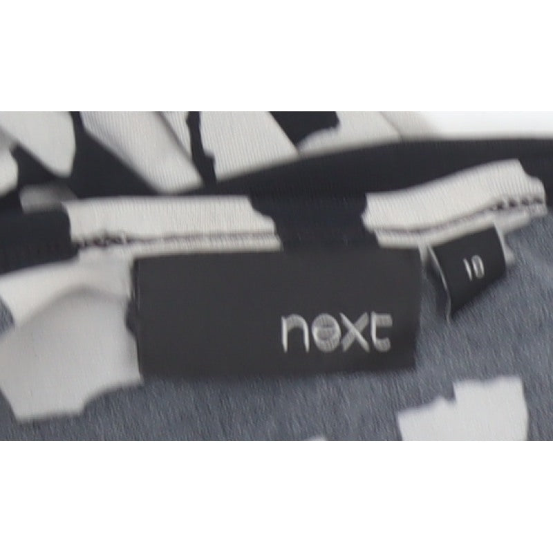 Next Women Black White Check Wrap Knee Length Dress UK 10