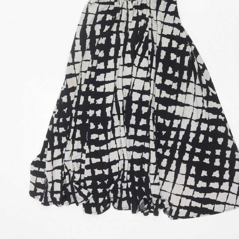 Next Women Black White Check Wrap Knee Length Dress UK 10