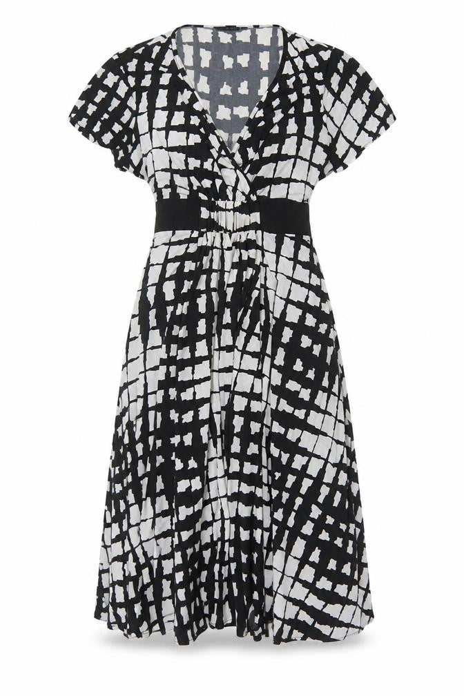 Next Women Black White Check Wrap Knee Length Dress UK 10