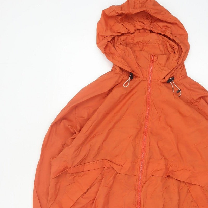 H&M Sport Womens Orange UK 16 Hooded Windbreaker Lightweight Jacket