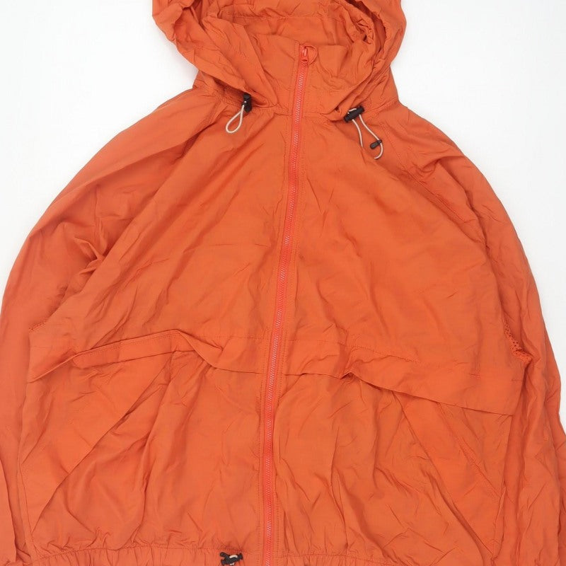 H&M Sport Womens Orange UK 16 Hooded Windbreaker Lightweight Jacket