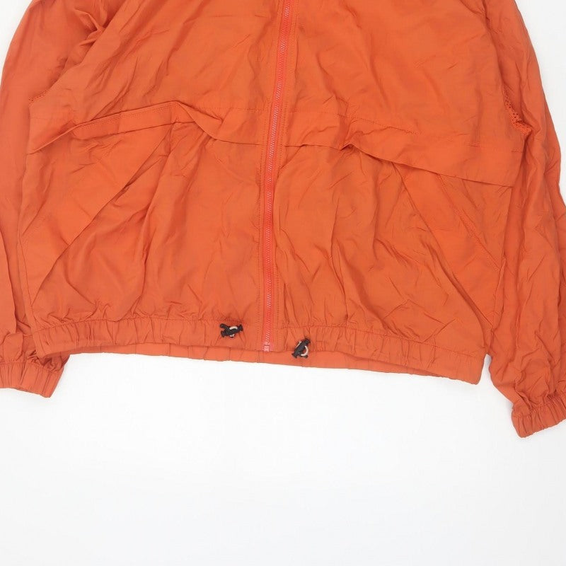 H&M Sport Womens Orange UK 16 Hooded Windbreaker Lightweight Jacket