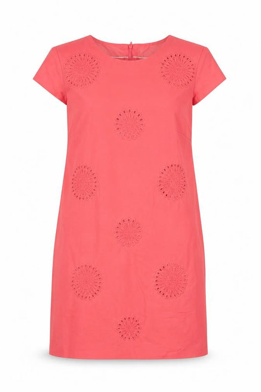 Boden Women Pink UK 14 Knee Length Sheath Dress Embroidered Cotton