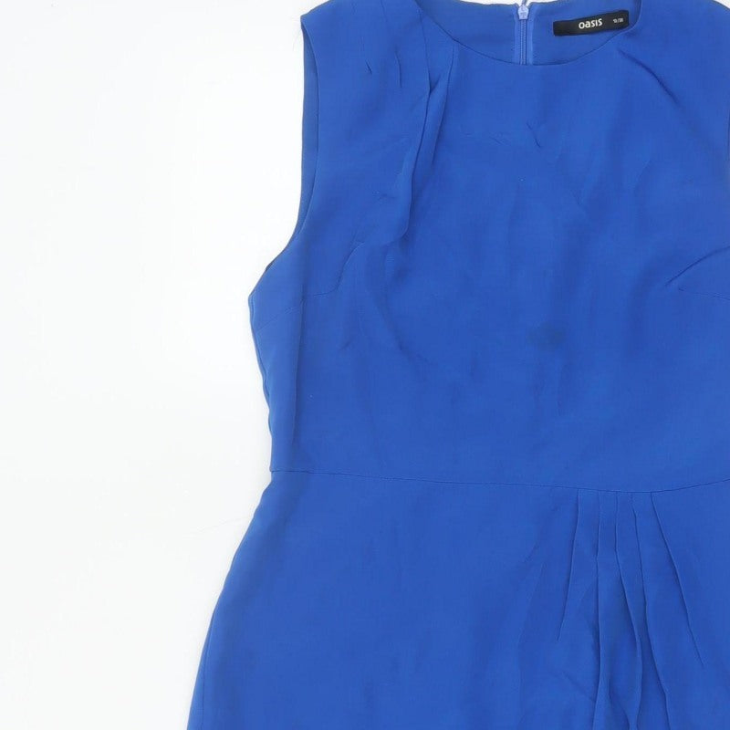 Oasis Women’s Blue UK 10 Sleeveless Sheath Knee Length Dress