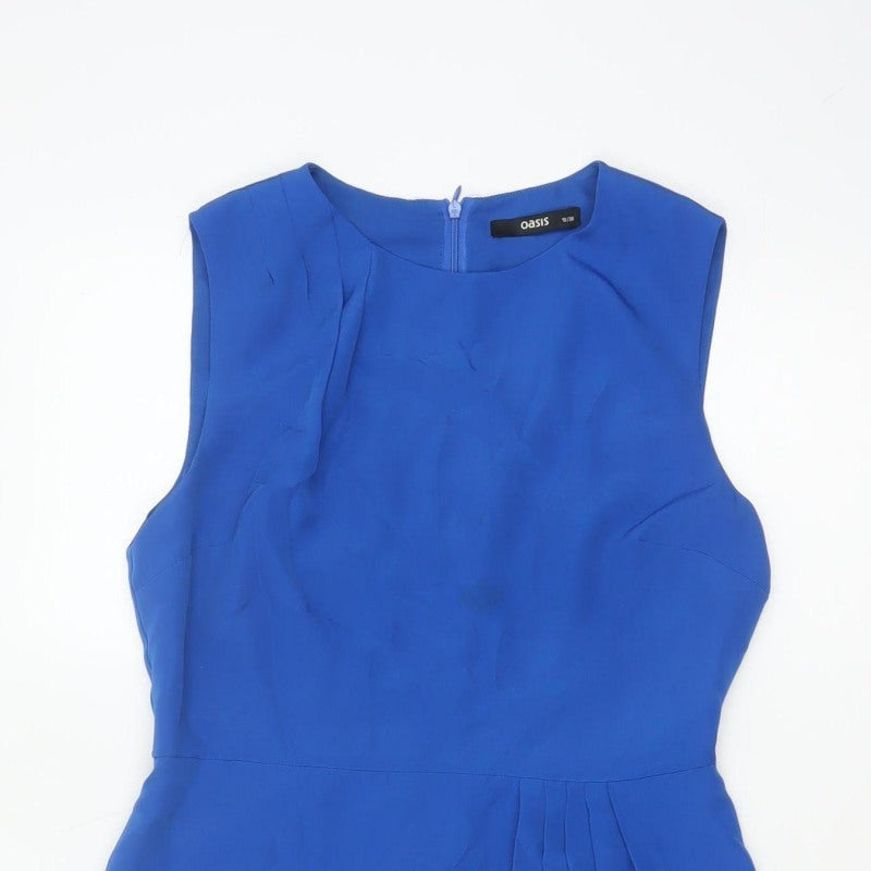 Oasis Women’s Blue UK 10 Sleeveless Sheath Knee Length Dress